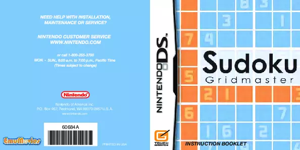 manual for Sudoku Gridmaster